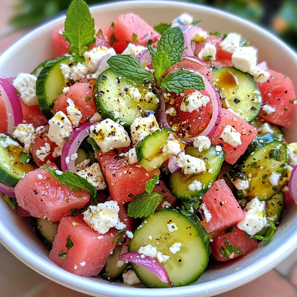 Wassermelone Gurken Feta Salat