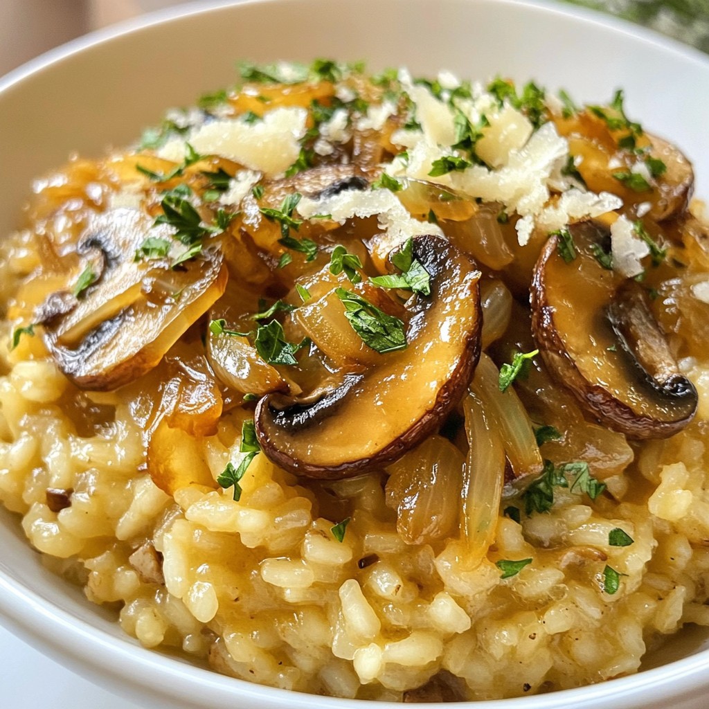 Karamellisierte Zwiebel-Pilz-Risotto Herzhaftes Gericht