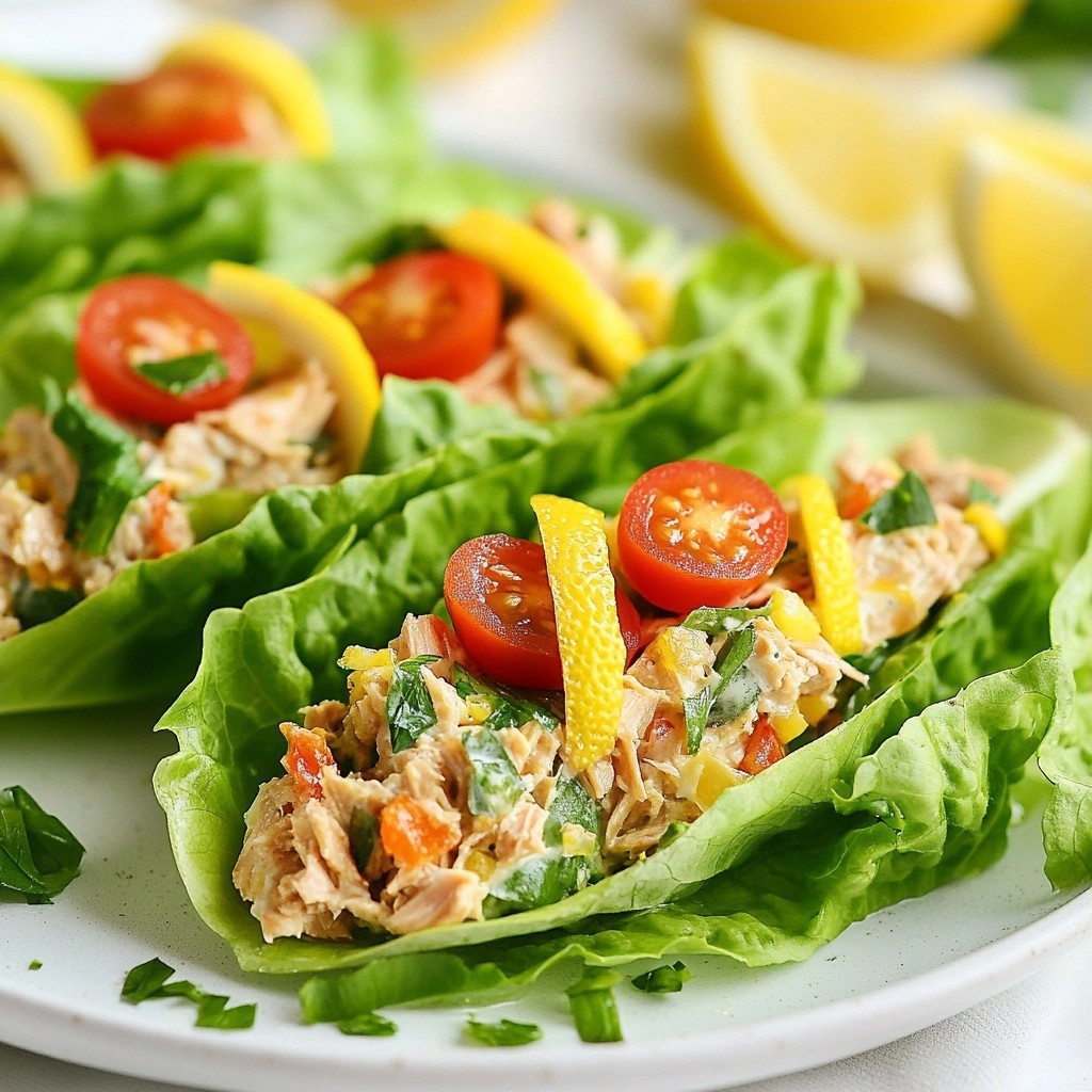 Zesty Healthy Lemon Herb Tuna Lettuce Wraps Rezept