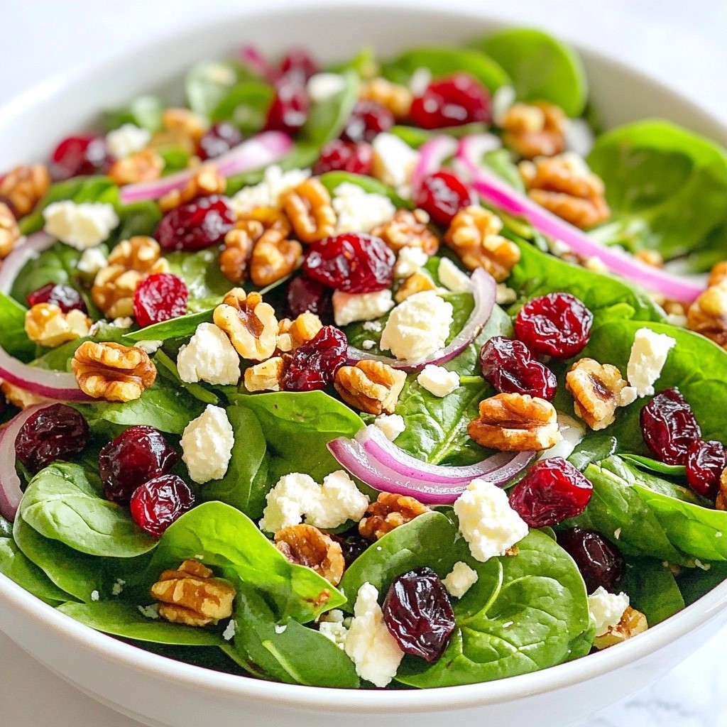 Tangy Healthy Cranberry Walnut Spinach Salad Rezept