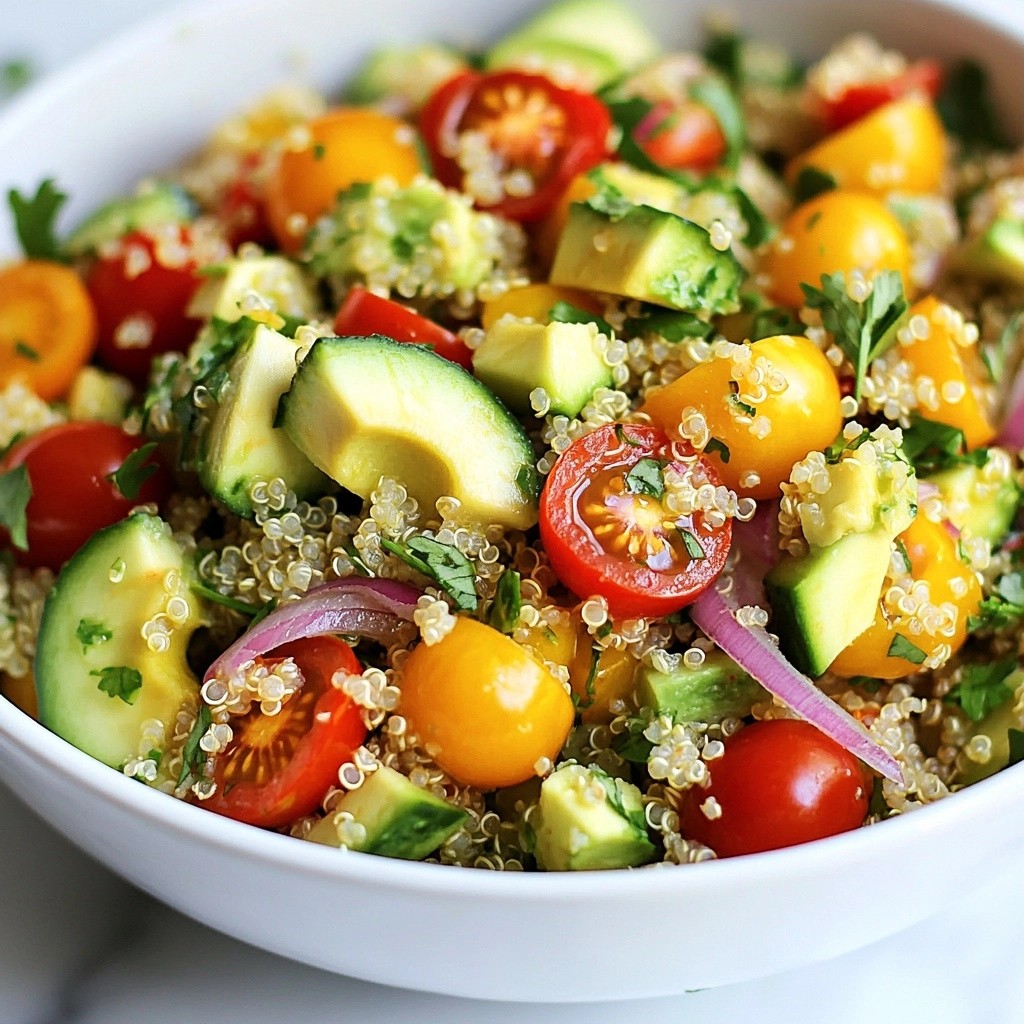 Zesty gesunder Avocado Quinoa Tomaten Salat Rezept