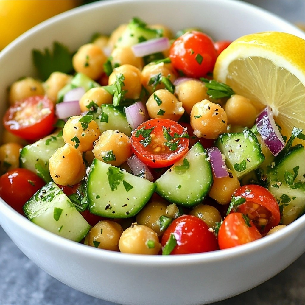 Zesty Healthy Lemon Tahini Chickpea Salad genießen
