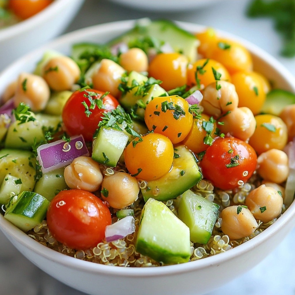 Savory Healthy Chickpea Avocado Quinoa Bowl Rezept