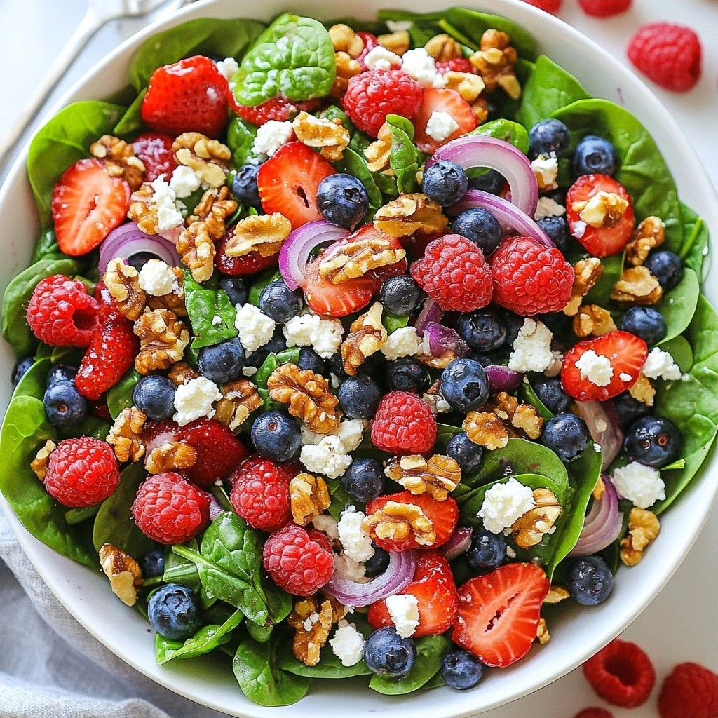 Vibrant healthy Berry Spinach Walnut Salad Rezept