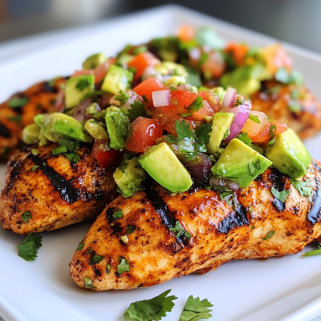 Smoky gesunde gegrillte Hähnchen mit Avocado-Salsa