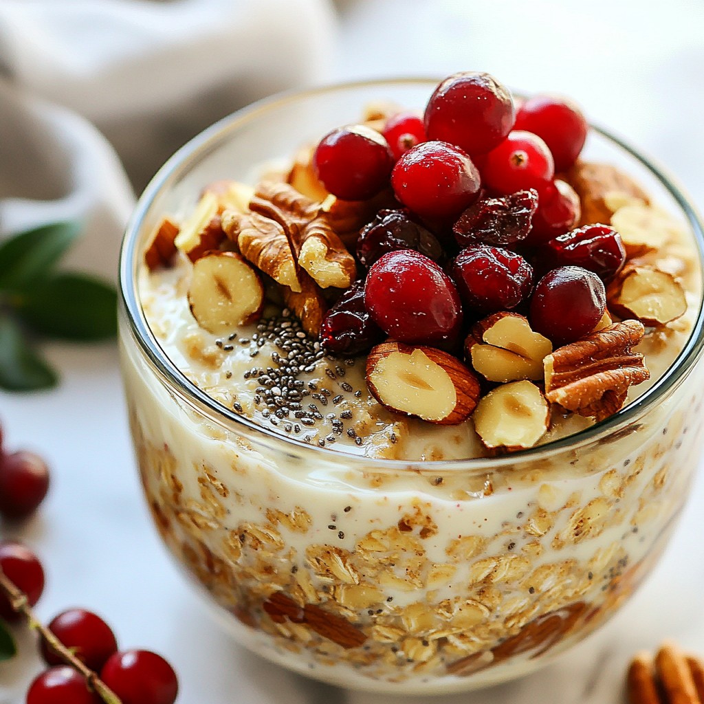 Warm gesunde Cranberry Nut Overnight Oats lecker genießen
