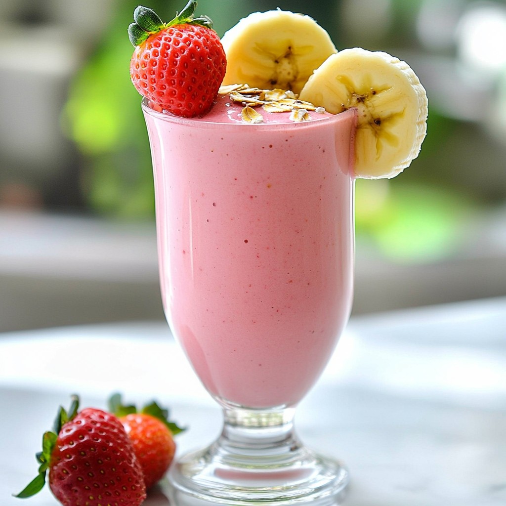 Strawberry Banana Oat Smoothie Frisch und Gesund