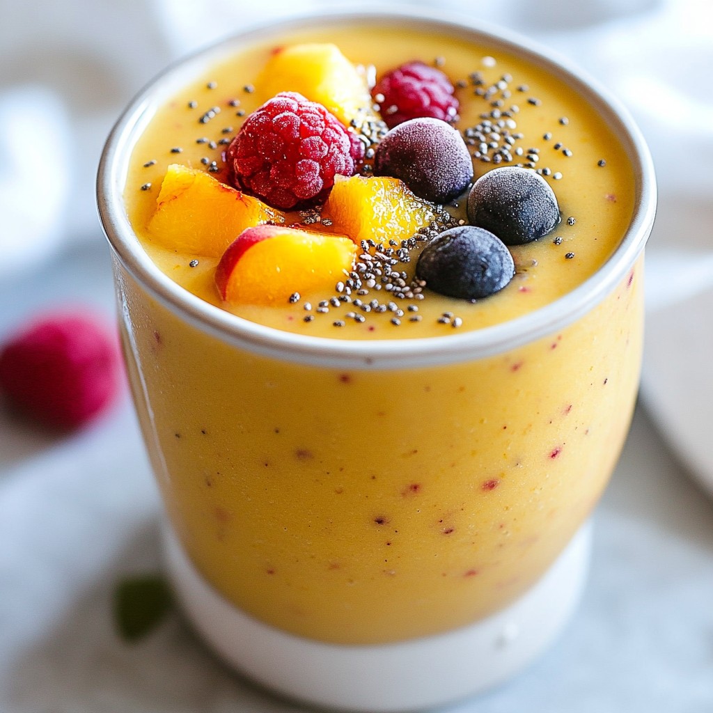Delicious Healthy Peach Berry Blend Smoothie Rezept