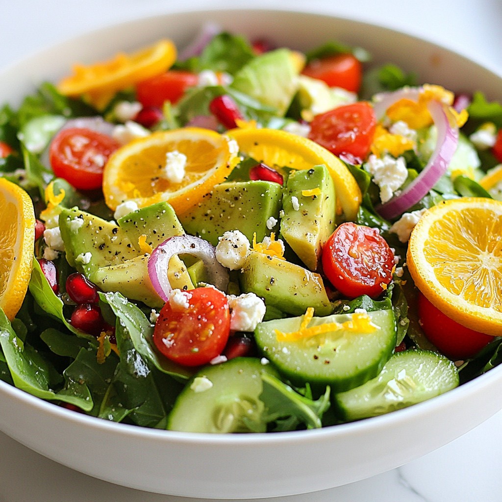 Leckerer Light Citrus Avocado und Mixed Green Salad