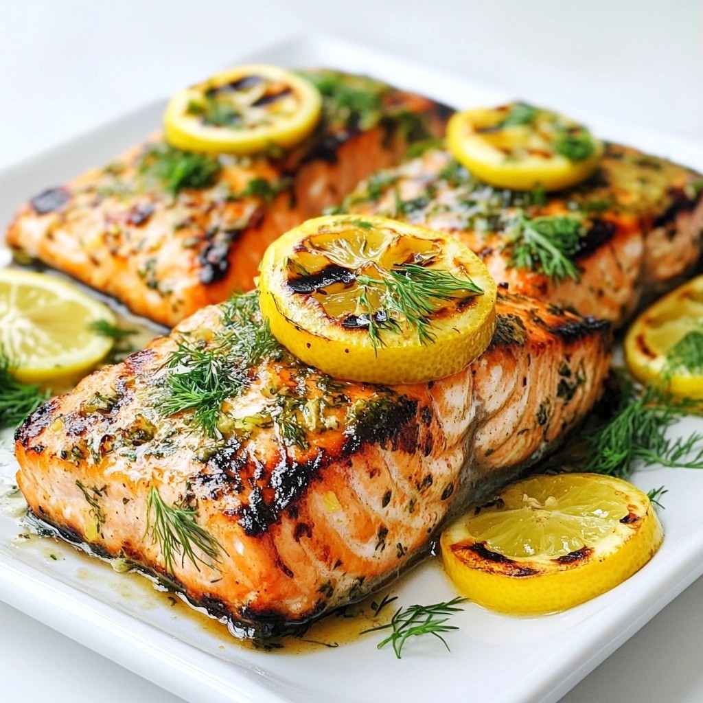 Zesty gesunder Lemon Herb Grilled Salmon lecker serviert