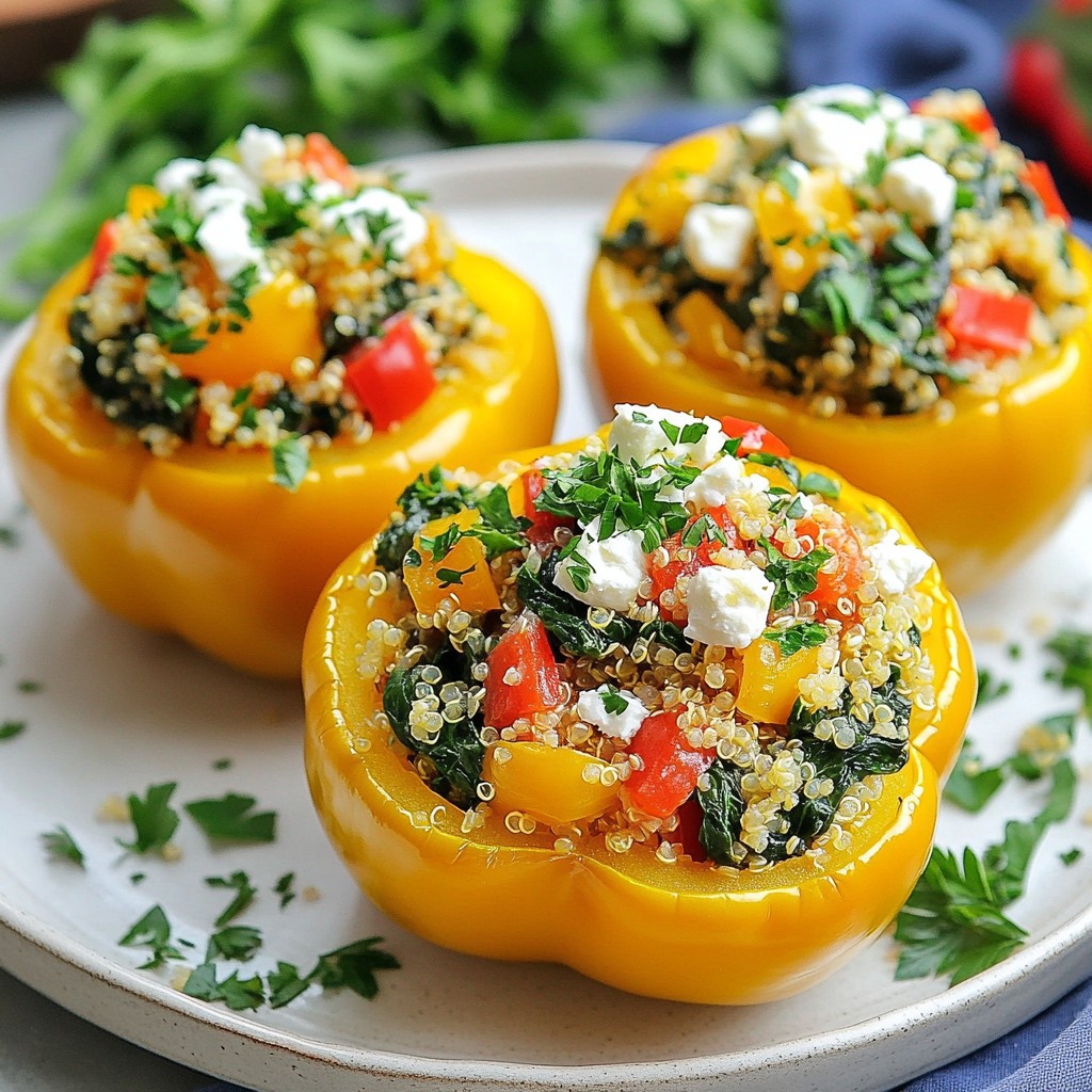 Nährstoffreiche Spinat und Feta gefüllte Paprika