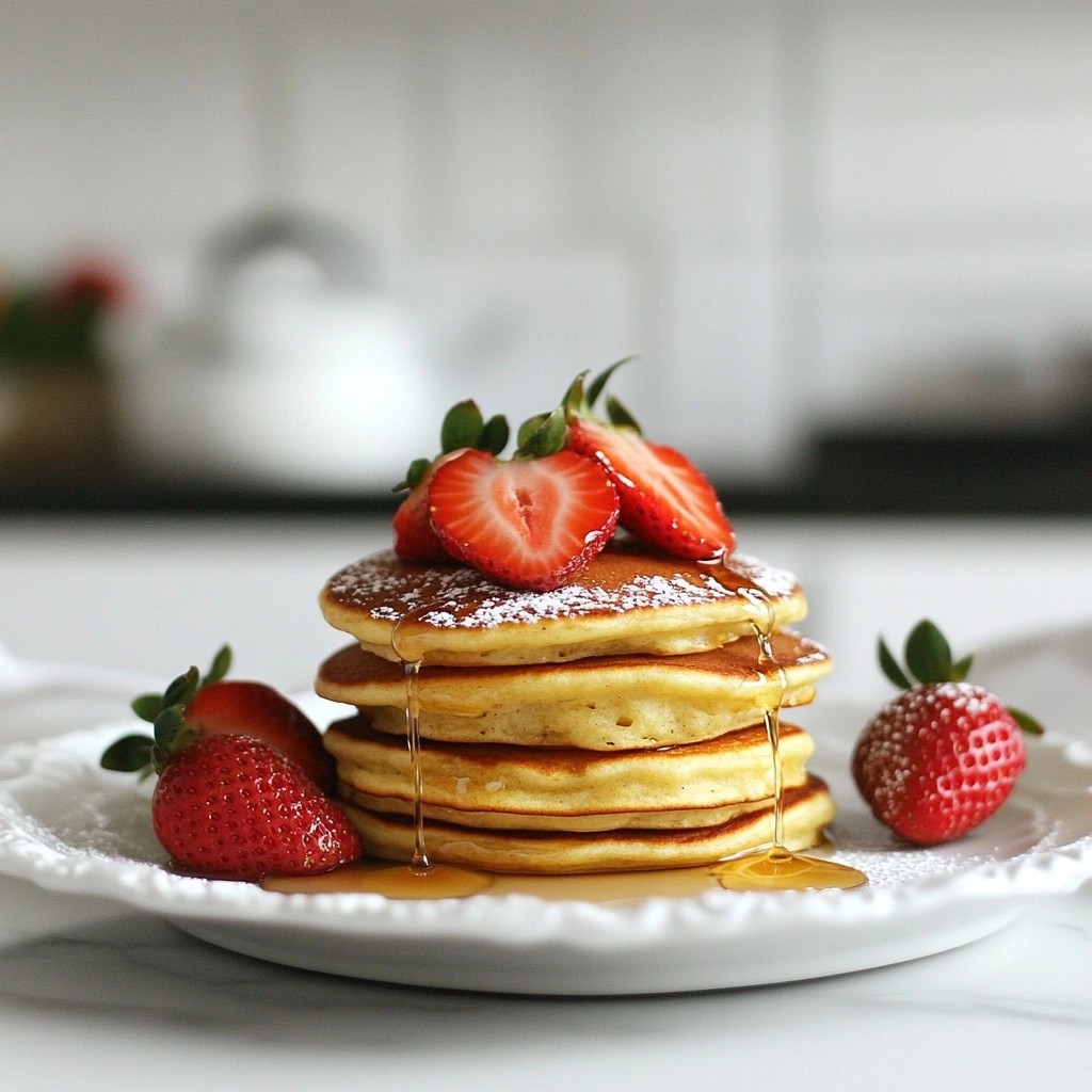 Fluffy Healthy Strawberry Almond Pancakes Rezept