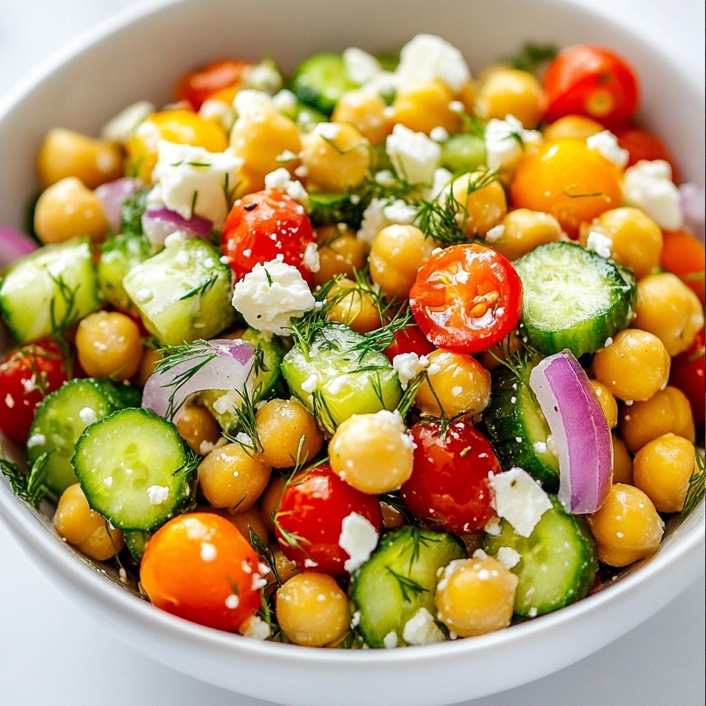 Crunchy gesunder Gurken Dill Kichererbsensalat