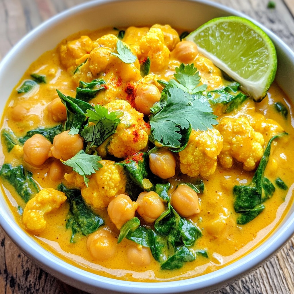 Spicy gesunde Blumenkohl Kichererbsen Curry Rezept