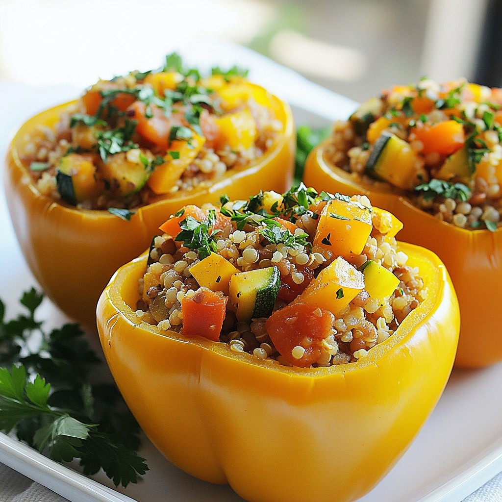 Nahrhafte Linsen und Gemüse gefüllte Paprika lecker
