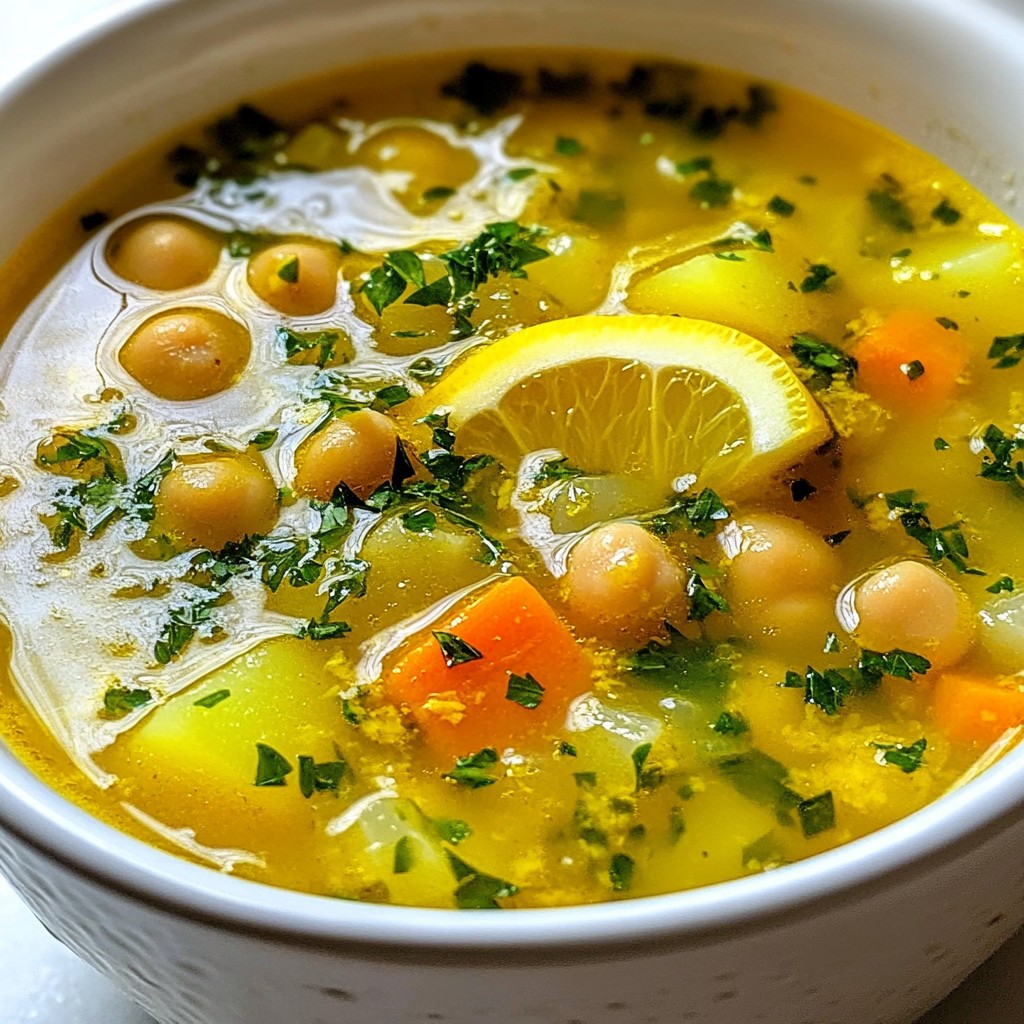 Lemon Garlic Chickpea Soup Stärken und Genießen
