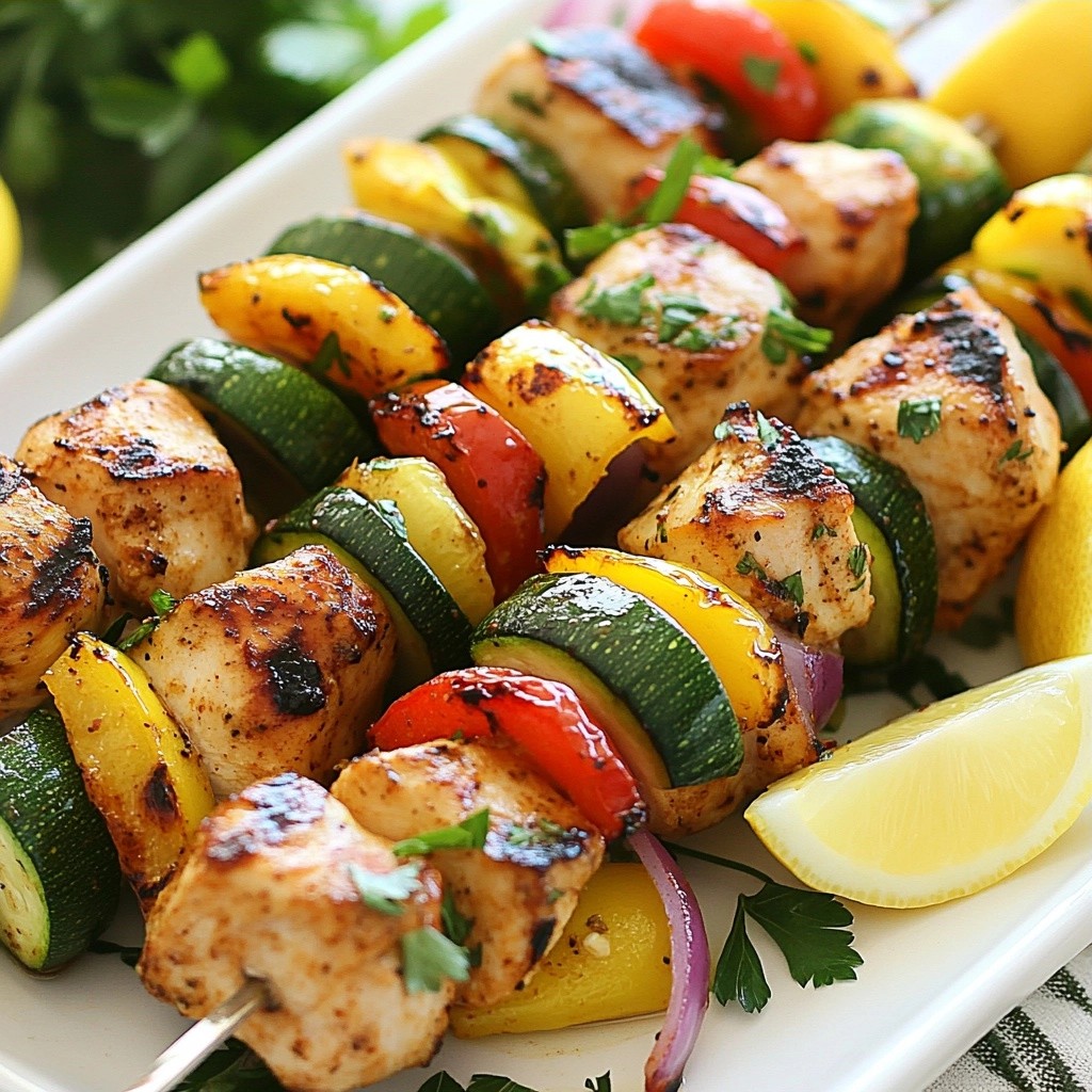 Smoky Healthy Grilled Chicken and Veggie Skewers Rezept