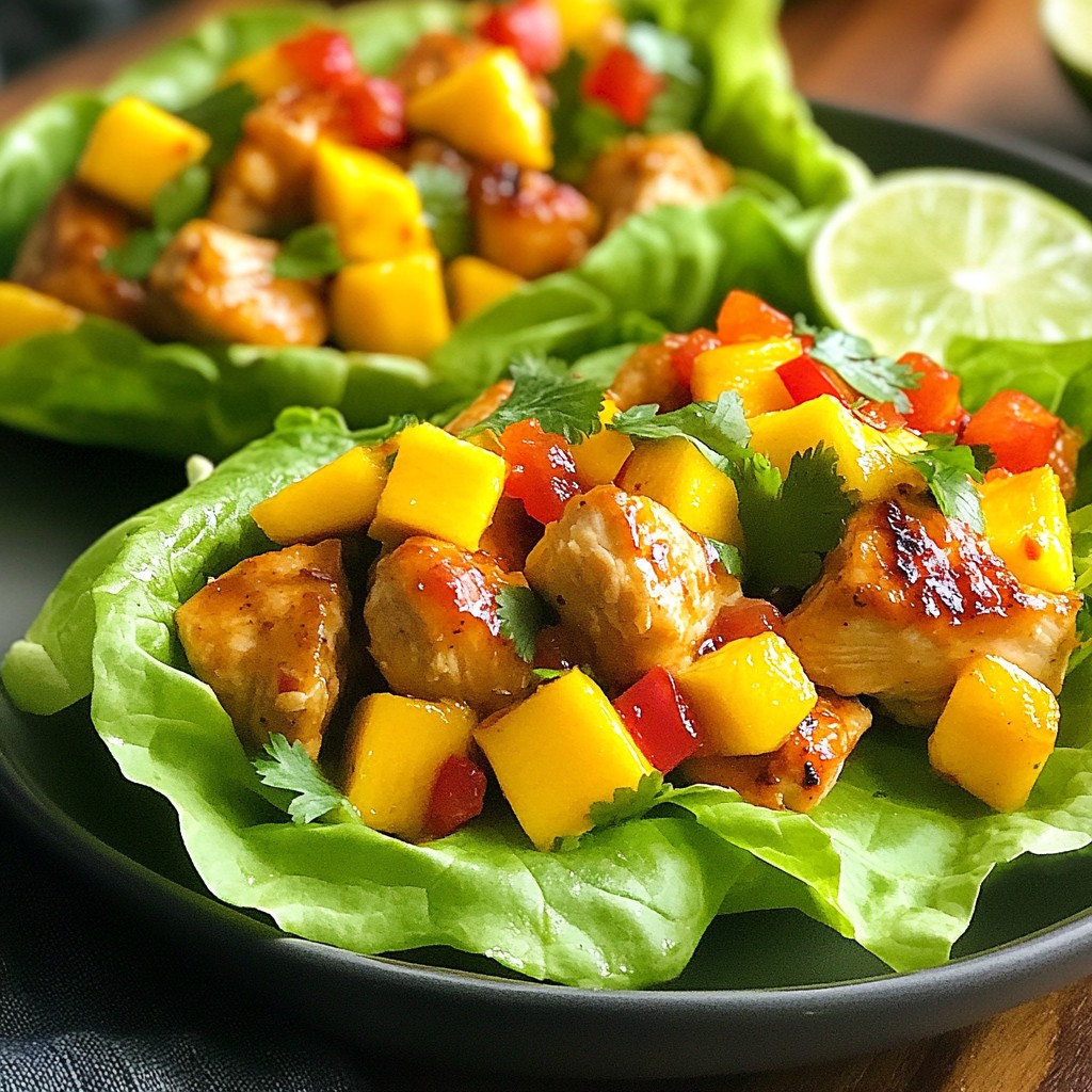 Spicy Mango Chicken Lettuce Wraps Einfaches Rezept