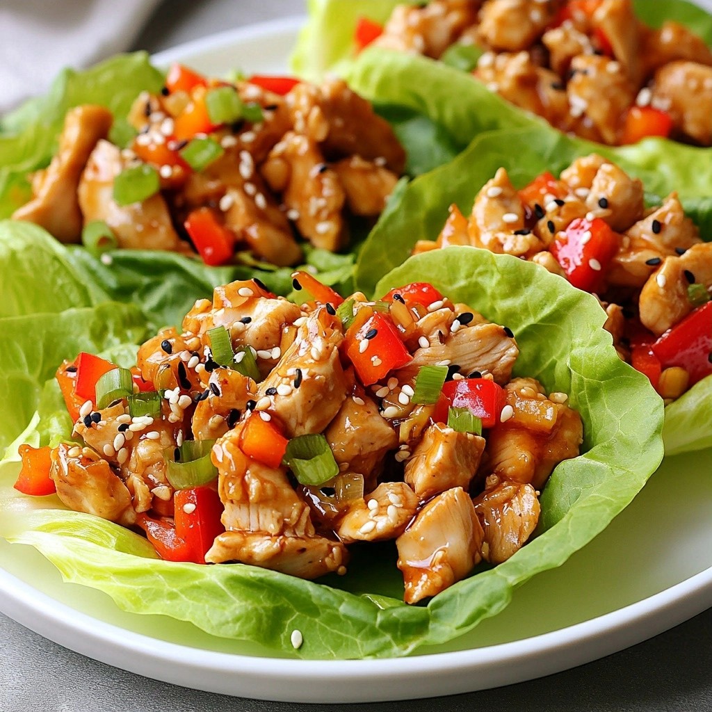 Knackige Sesam-Hühnchen-Lettuce-Wraps Gesund genießen