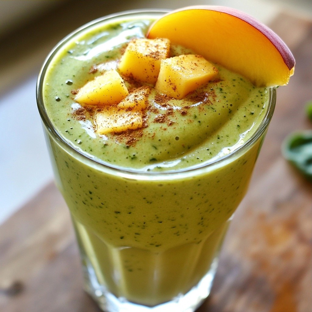 Cremiger gesunder Pfirsich-Spinat-Smoothie Rezept