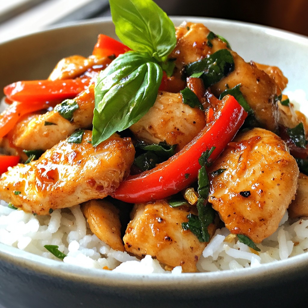 Spicy Thai Basil Chicken Lecker und Würzig Genießen