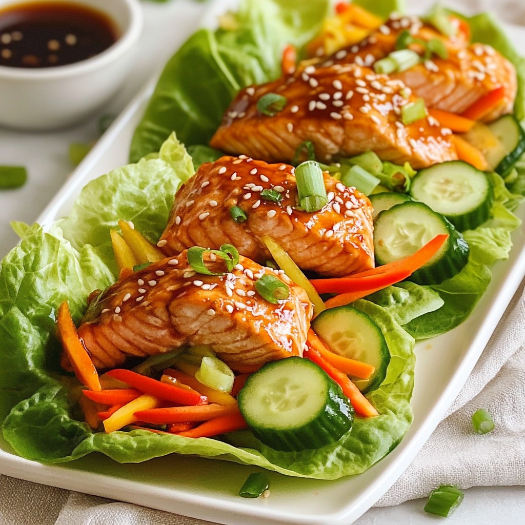 Teriyaki Salmon Lettuce Wraps Frisch und Lecker Genießen