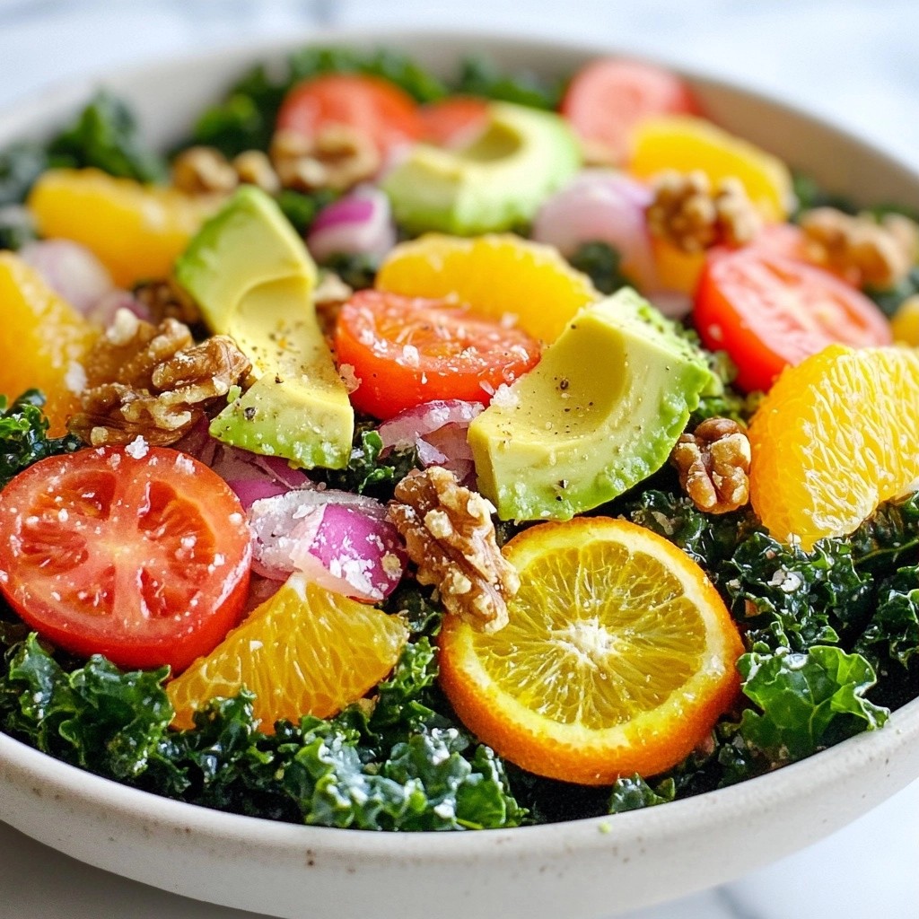 Vibrant healthy Citrus Walnut Kale Salad Rezept
