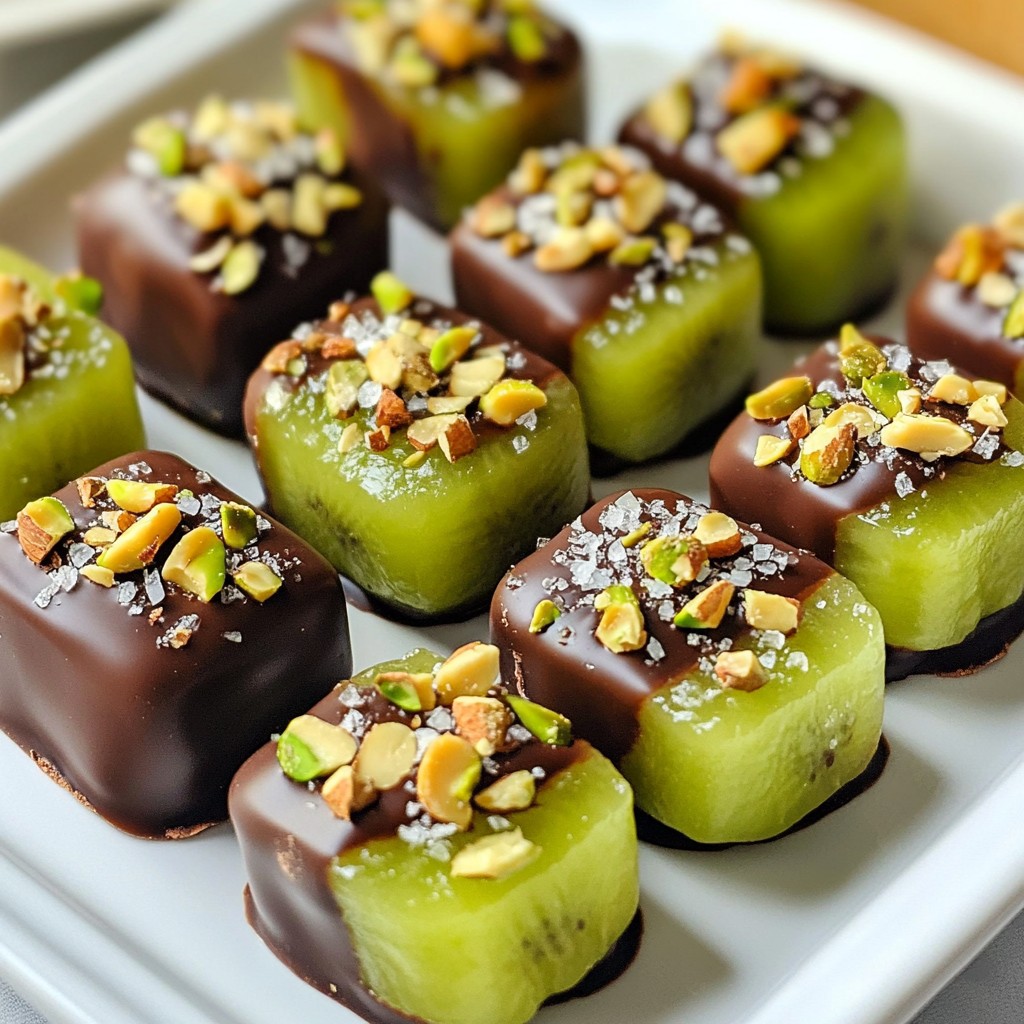 Schokoladenüberzogene Kiwi-Pops leichte und leckere Snacks