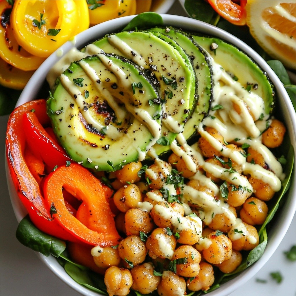 Savory gesunde Kichererbsen-Veggie Bowl Rezept