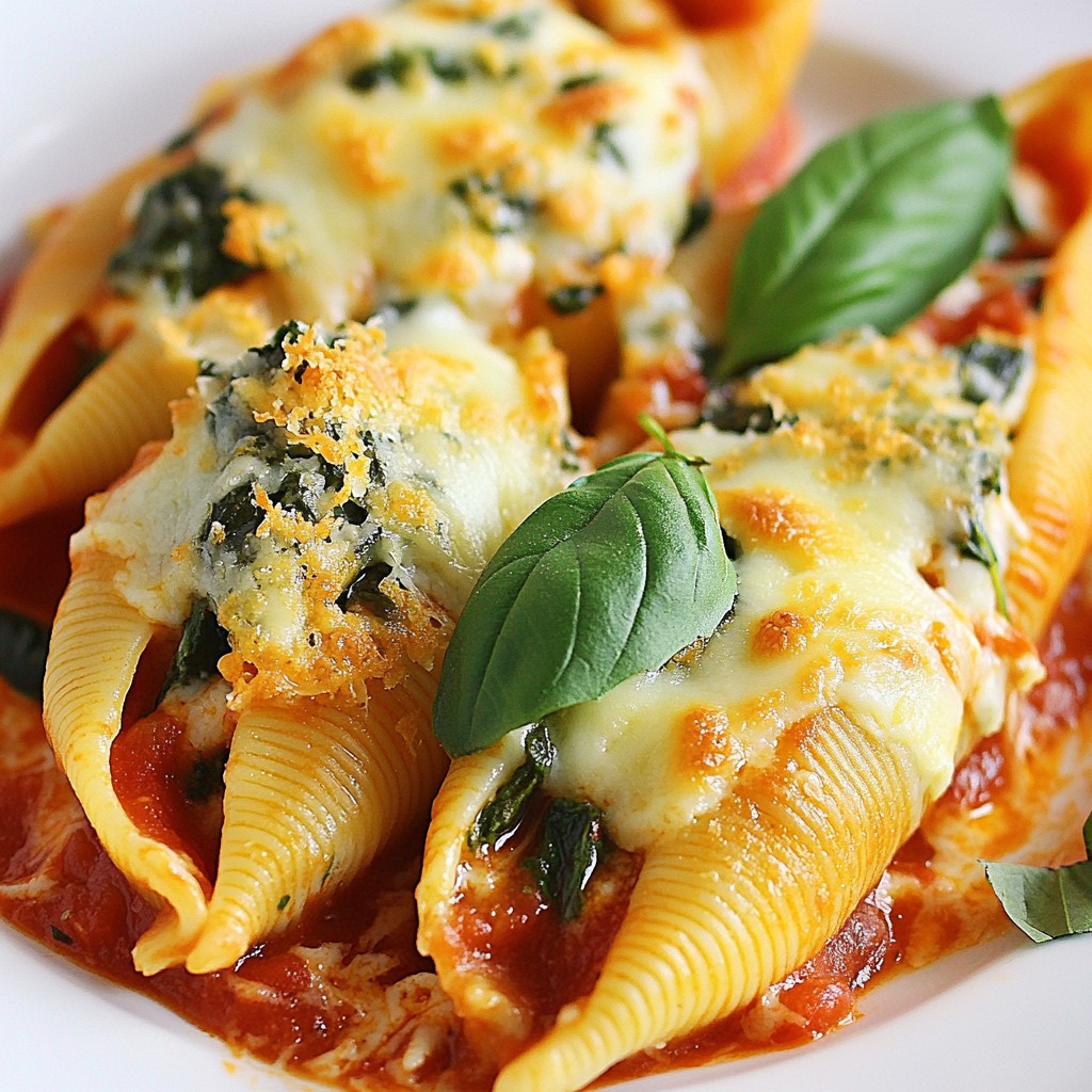 Creamy Spinach Ricotta Stuffed Shells Einfaches Gericht