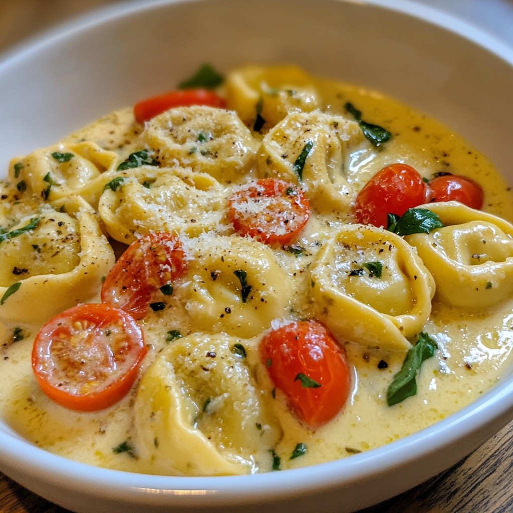Cremige Basilikum-Tomaten-Tortellini Einfaches Rezept
