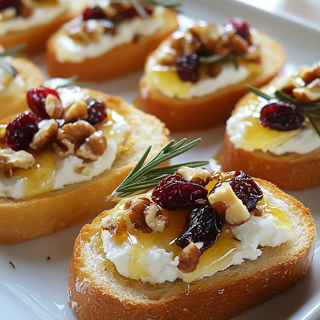 Cranberry Honey Goat Cheese Crostini für Feste