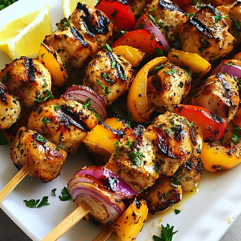 Zarte gegrillte Kräuter-Hühnchen-Spieße Rezept