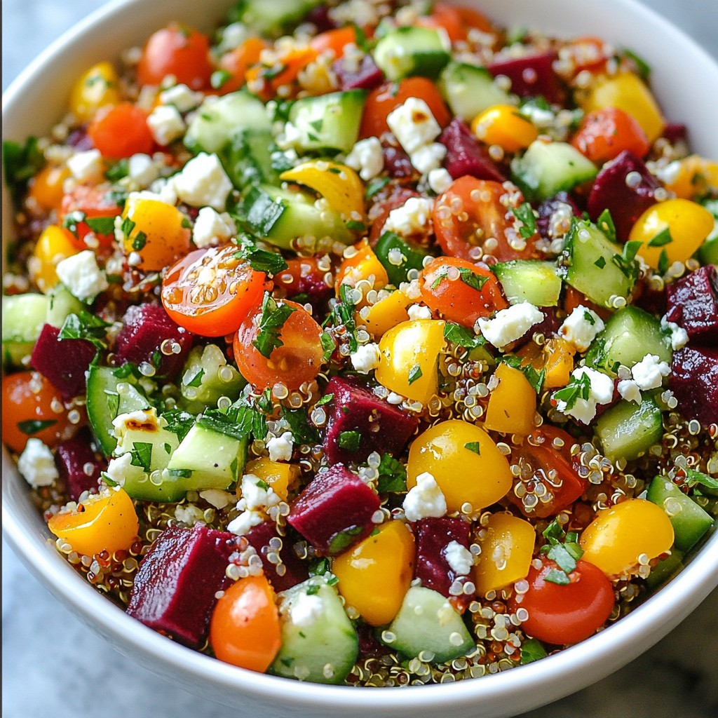 Farbige gesunde Rote-Bete-Quinoa-Salat Kraftvoll kochen