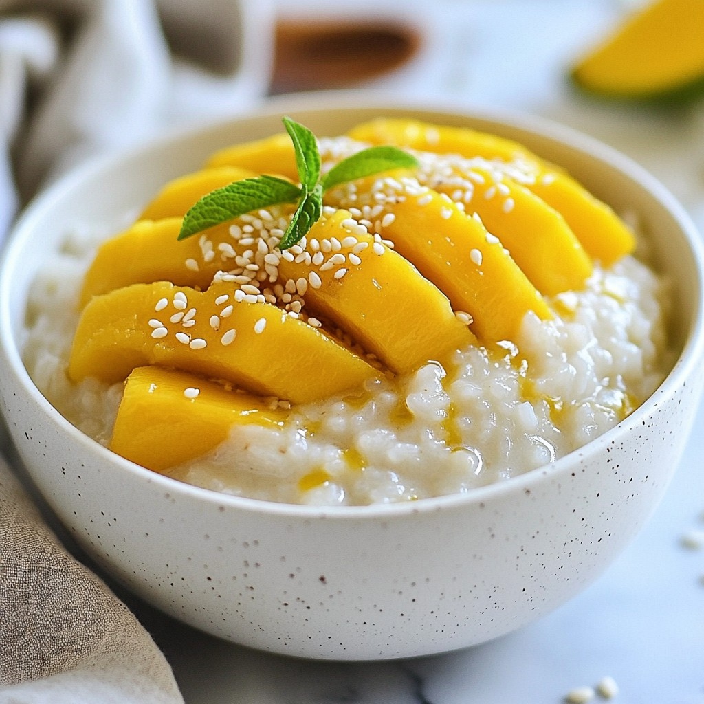 Mango Sticky Rice Pudding Köstlich und Einfache Rezept
