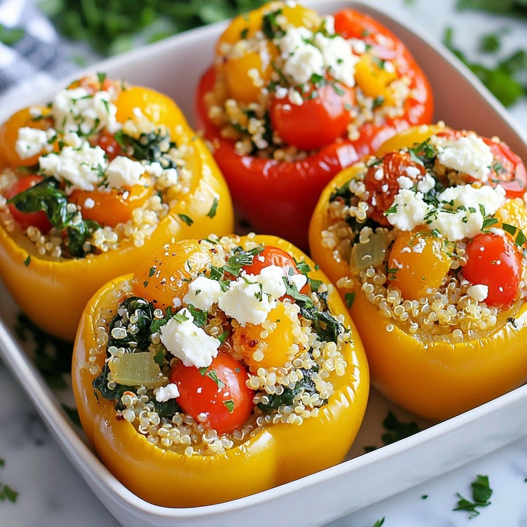 Savory Healthy Quinoa Spinach Stuffed Bell Peppers