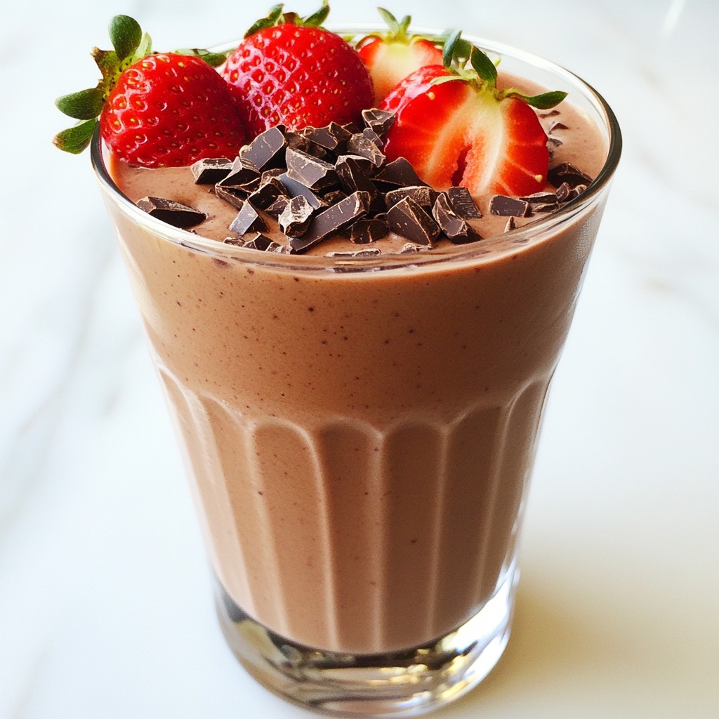 Schokoladenüberzogene Erdbeer-Smoothie Genussmoment