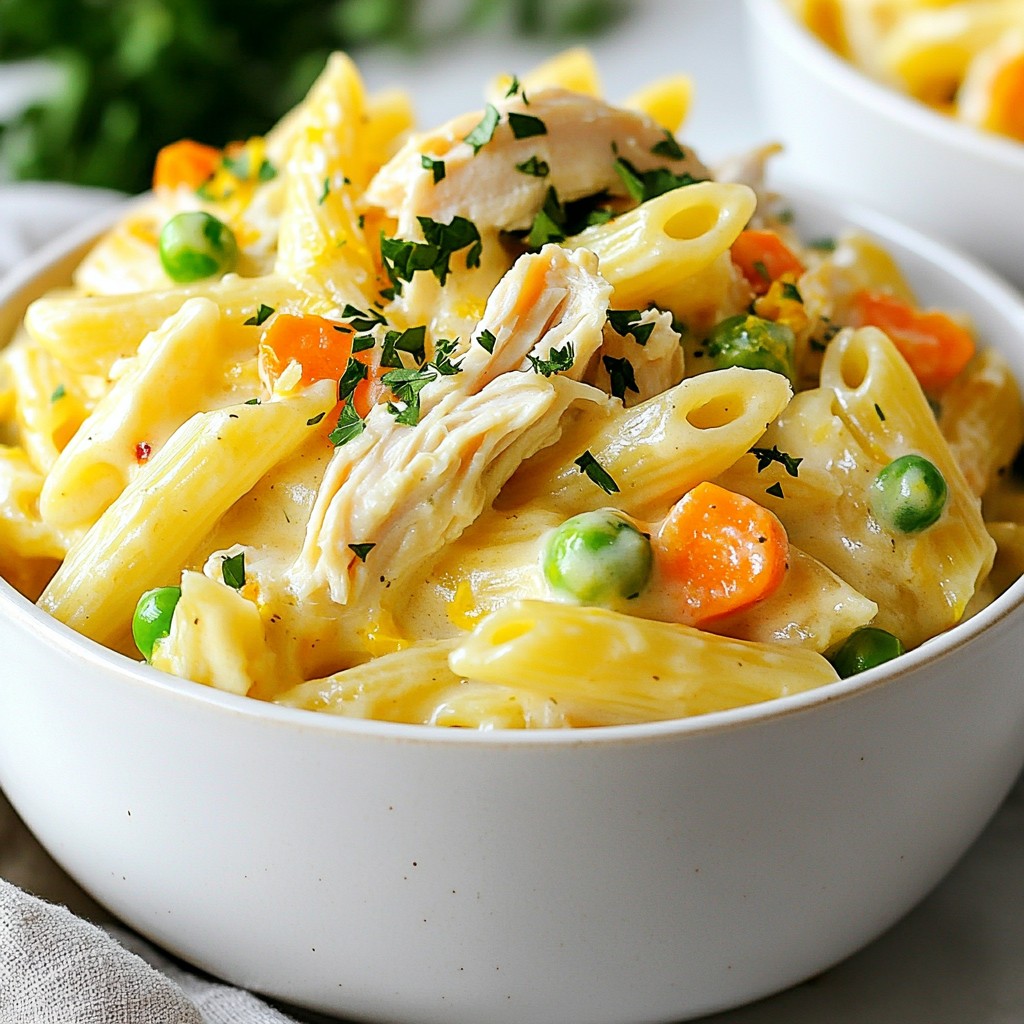 One-Pot Creamy Chicken Pot Pie Pasta Köstliches Rezept