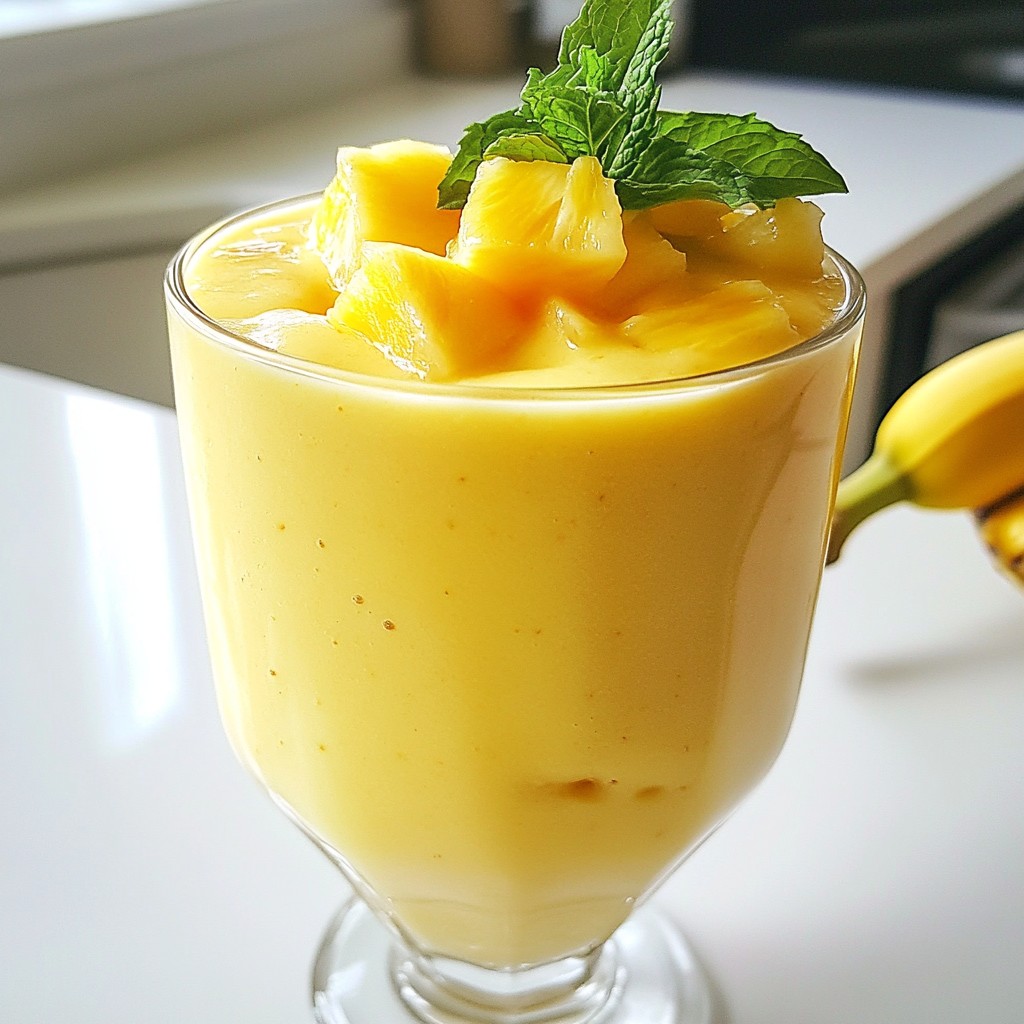 Tropical Coconut Pineapple Smoothie Frisch und Gesund