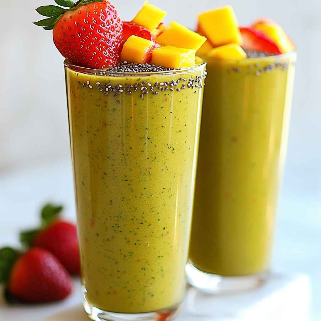 Strawberry Mango Spinach Smoothie Frisch und Gesund