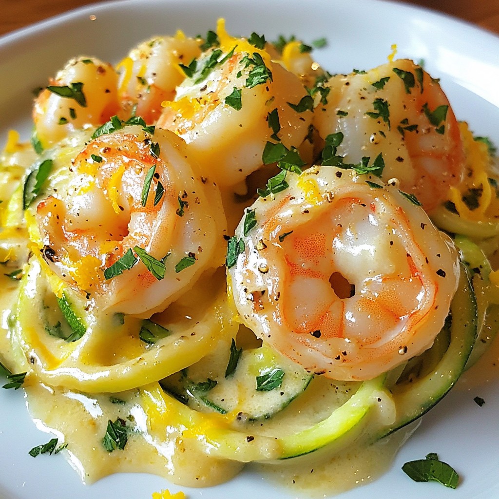 Zucchini Noodle Shrimp Alfredo Einfache Köstlichkeit