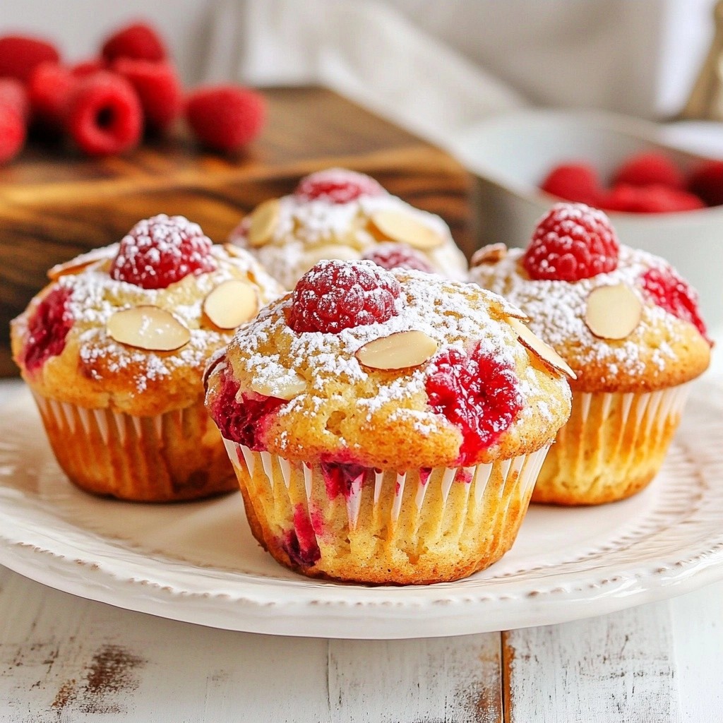 Fluffy gesunde Himbeer-Mandel-Frühstücksmuffins