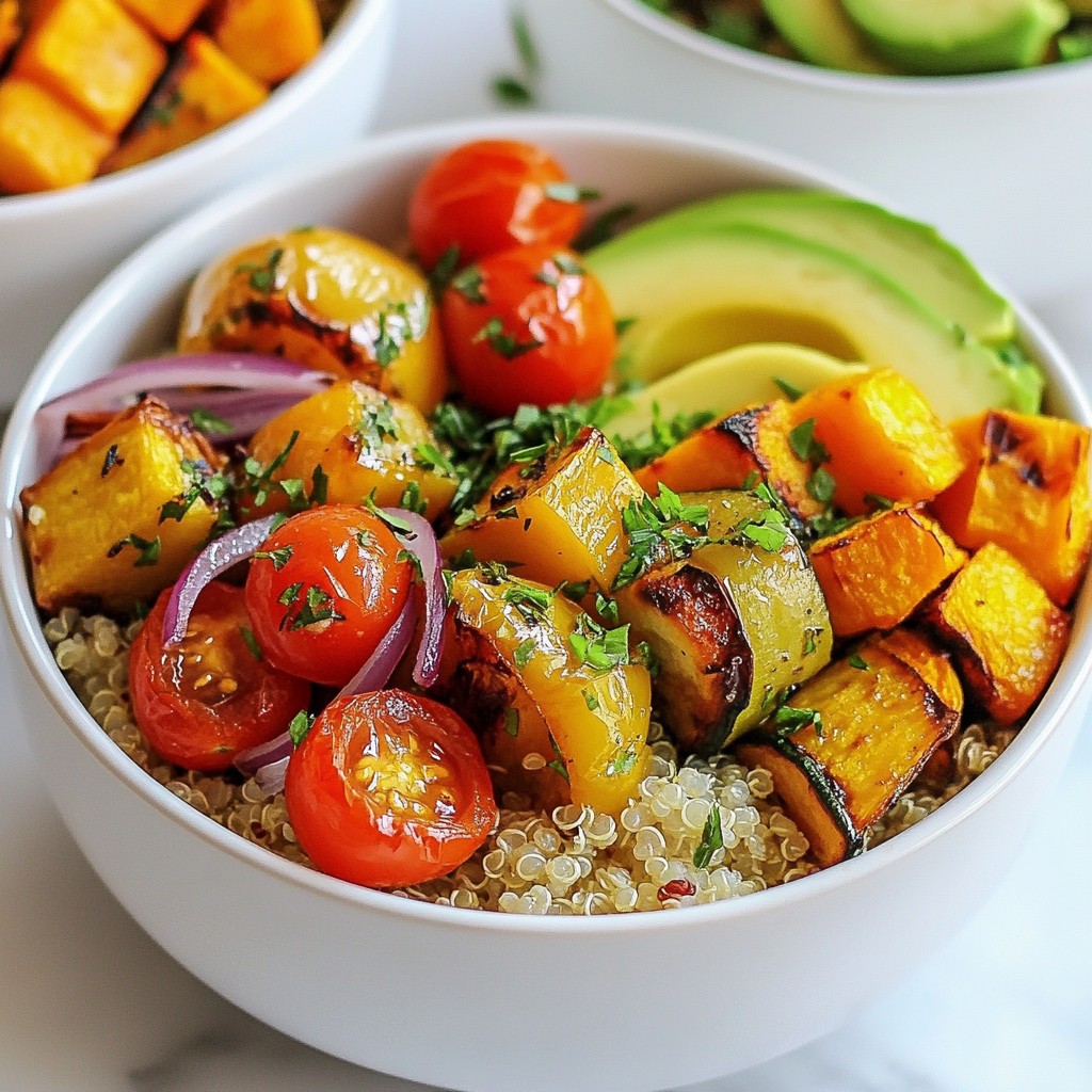 Tangy Healthy Roasted Veggie Quinoa Bowl Rezept