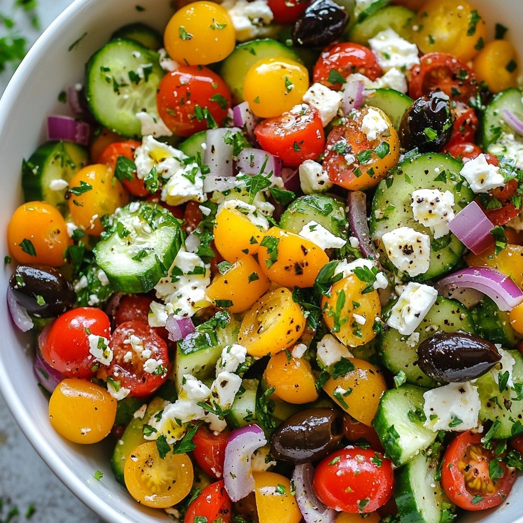 Crunchy healthy Cucumber Tomato Feta Salad schnell zubereiten