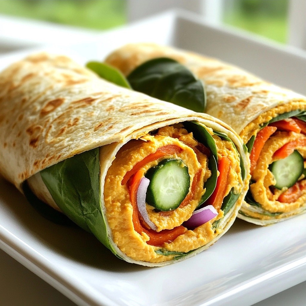 Spicy Healthy Roasted Red Pepper Hummus Wrap Genuss