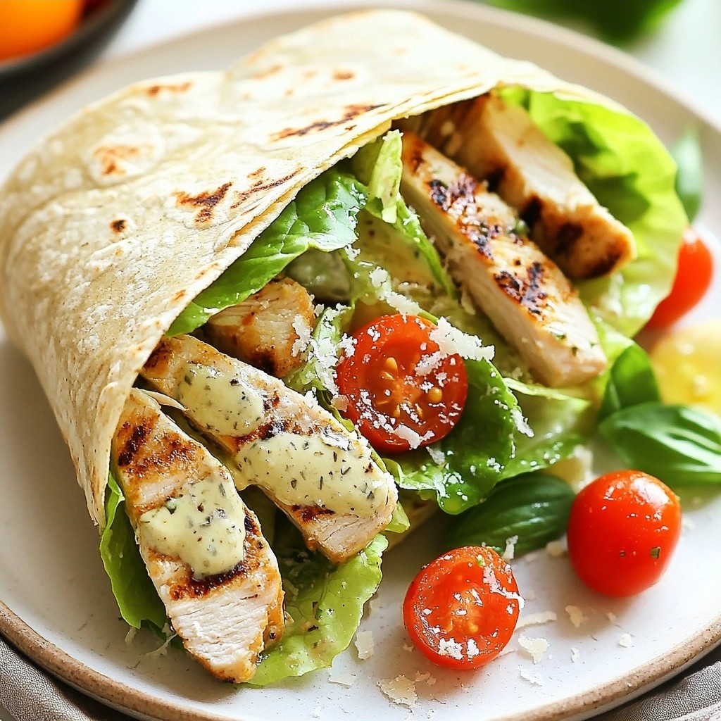 Savory Healthy Grilled Chicken Caesar Wrap Rezept
