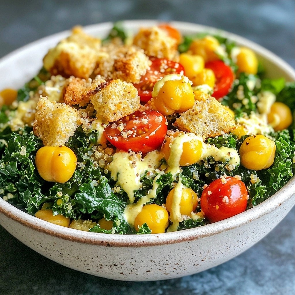 Crispy gesunde Quinoa Kale Caesar Salad Rezept