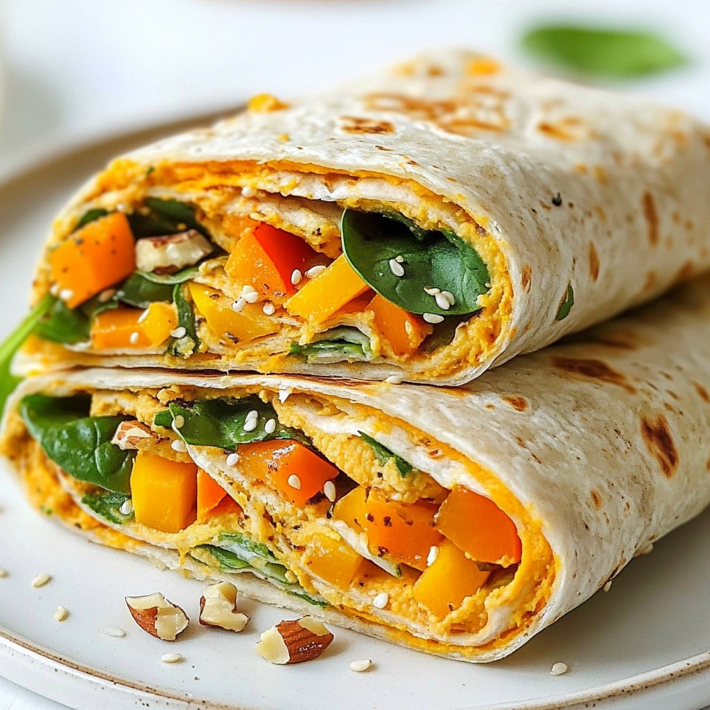 Nutty healthy Sweet Potato Hummus Wraps leicht zubereiten