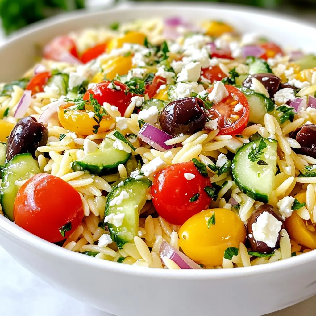 Griechischer Orzo Pasta Salat Frisch und Gesund Rezept